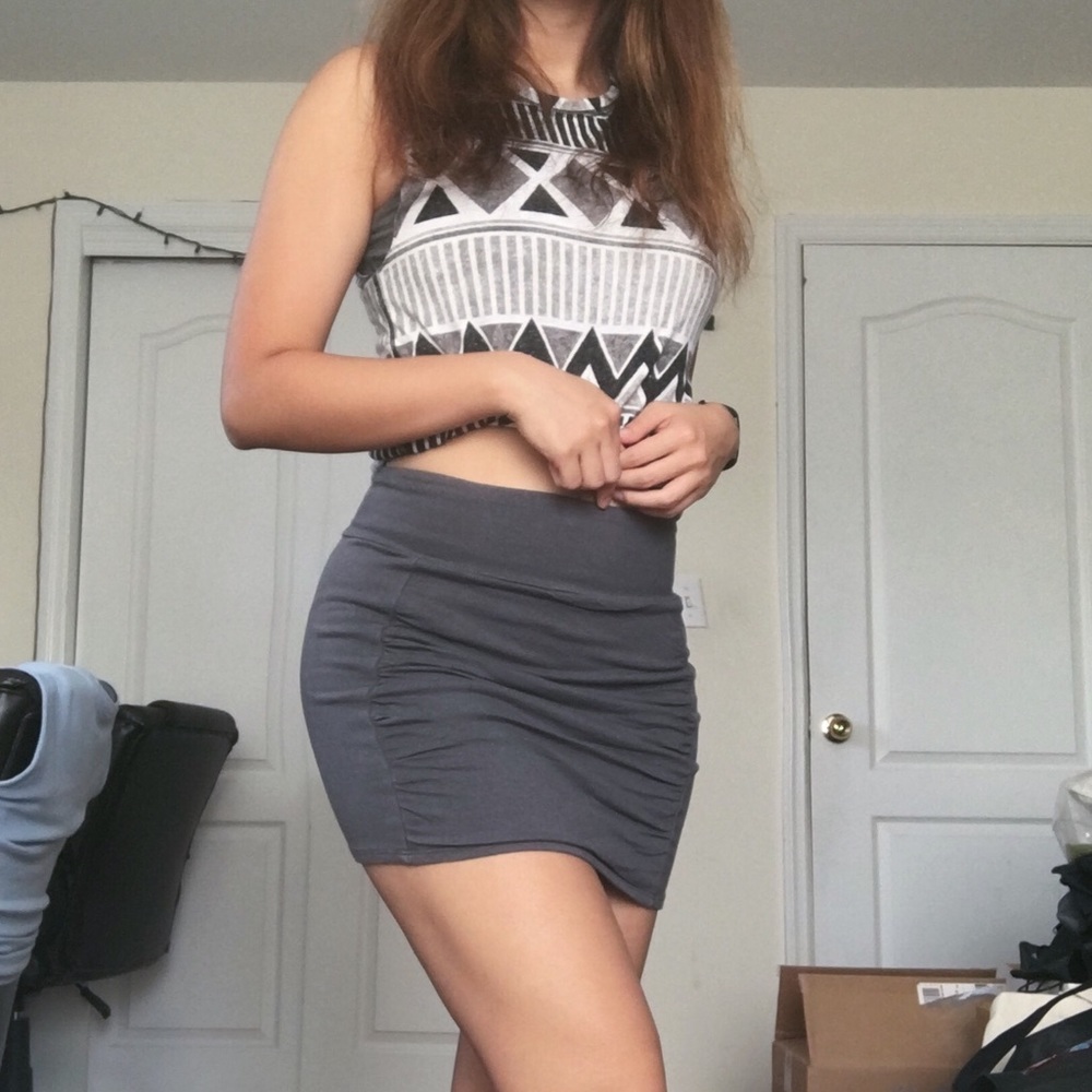Gray Bodycon Mini Skirt